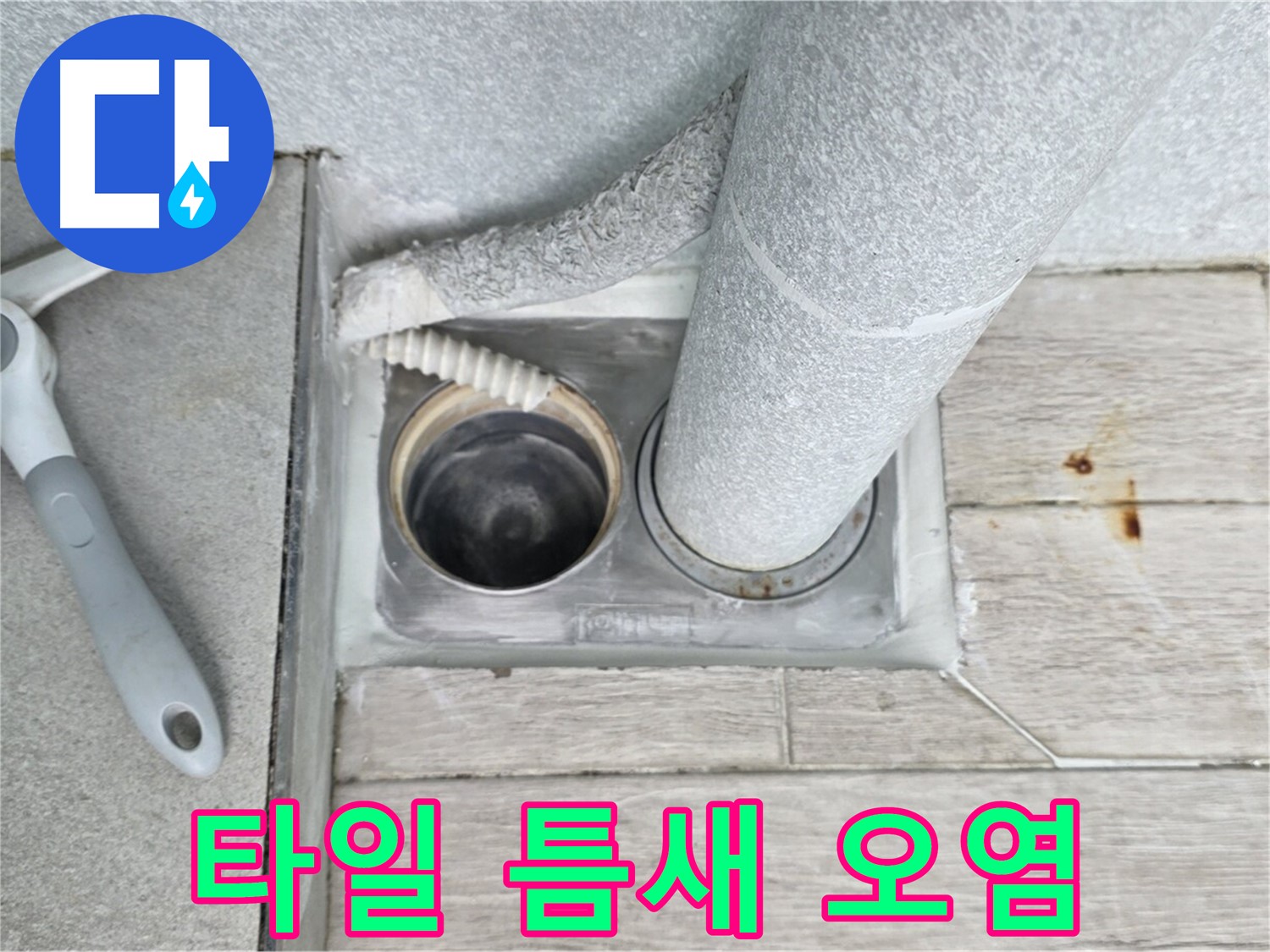 중계동 청구3차 아파트 욕실 하수구 누수 - 배수구 주변 타일 틈새 오염 꼼꼼하게 확인