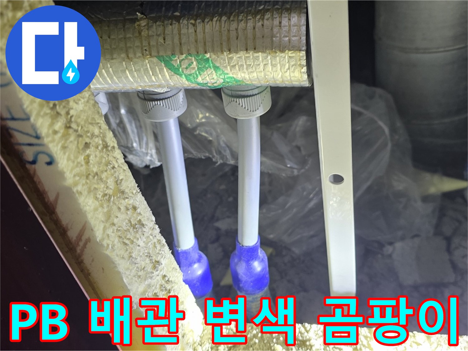 삼숭동 아파트 누수 - PB 배관 연결 부속 주변 백시멘트 변색 및 곰팡이 발생 여부 확인