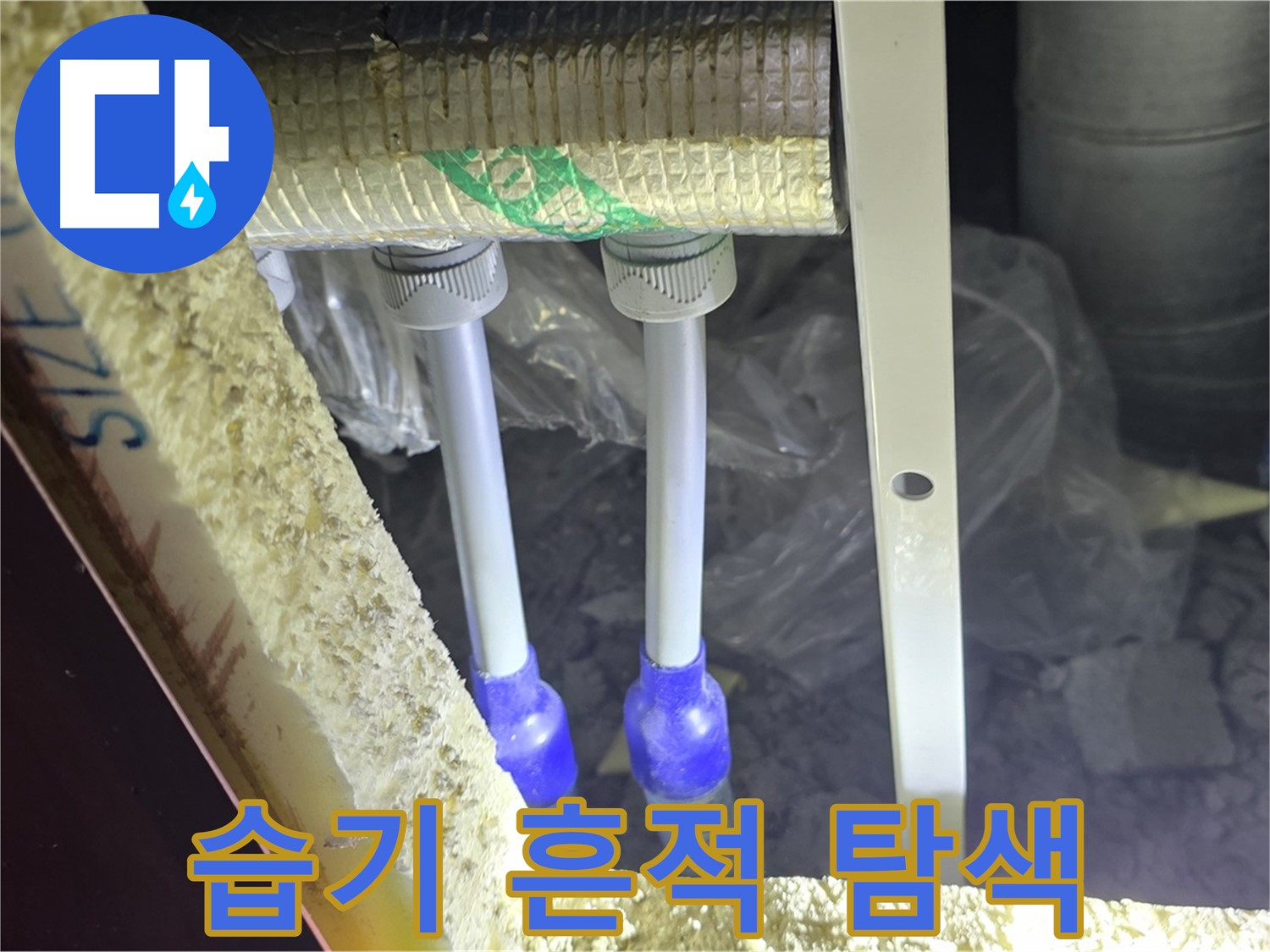 삼숭동 양주자이 아파트 누수 - 배관 연결 부속 주변 습기 및 누수 흔적 집중 탐색