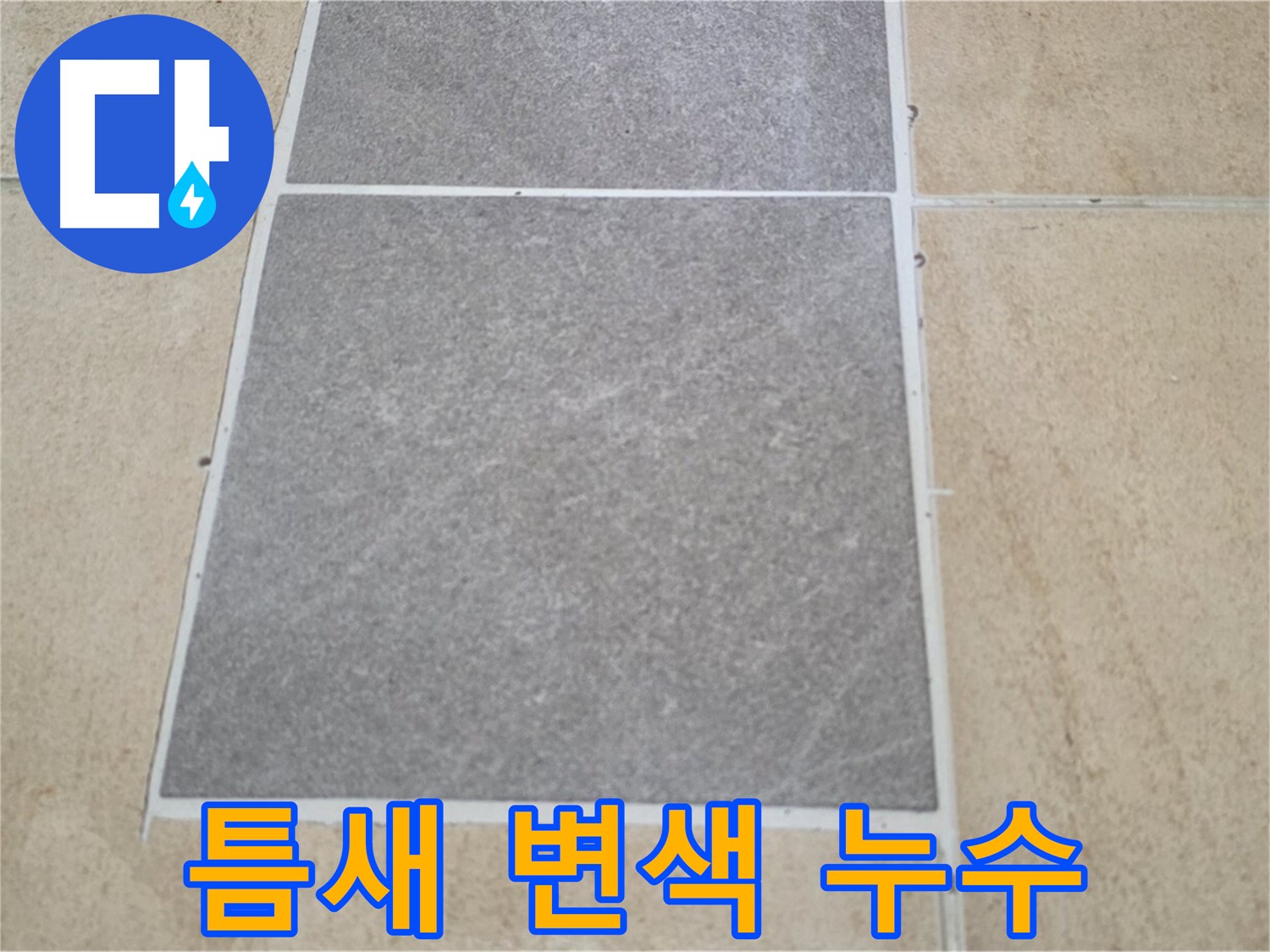 양주 삼숭동 아파트 - 타일 틈새 변색 상태를 확인하여 누수 가능성을 진단하고 있습니다.