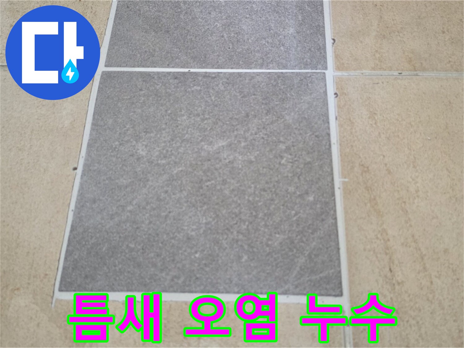 양주 삼숭동 아파트 - 타일 틈새 오염 상태를 확인하여 누수 가능성을 점검하고 있습니다.