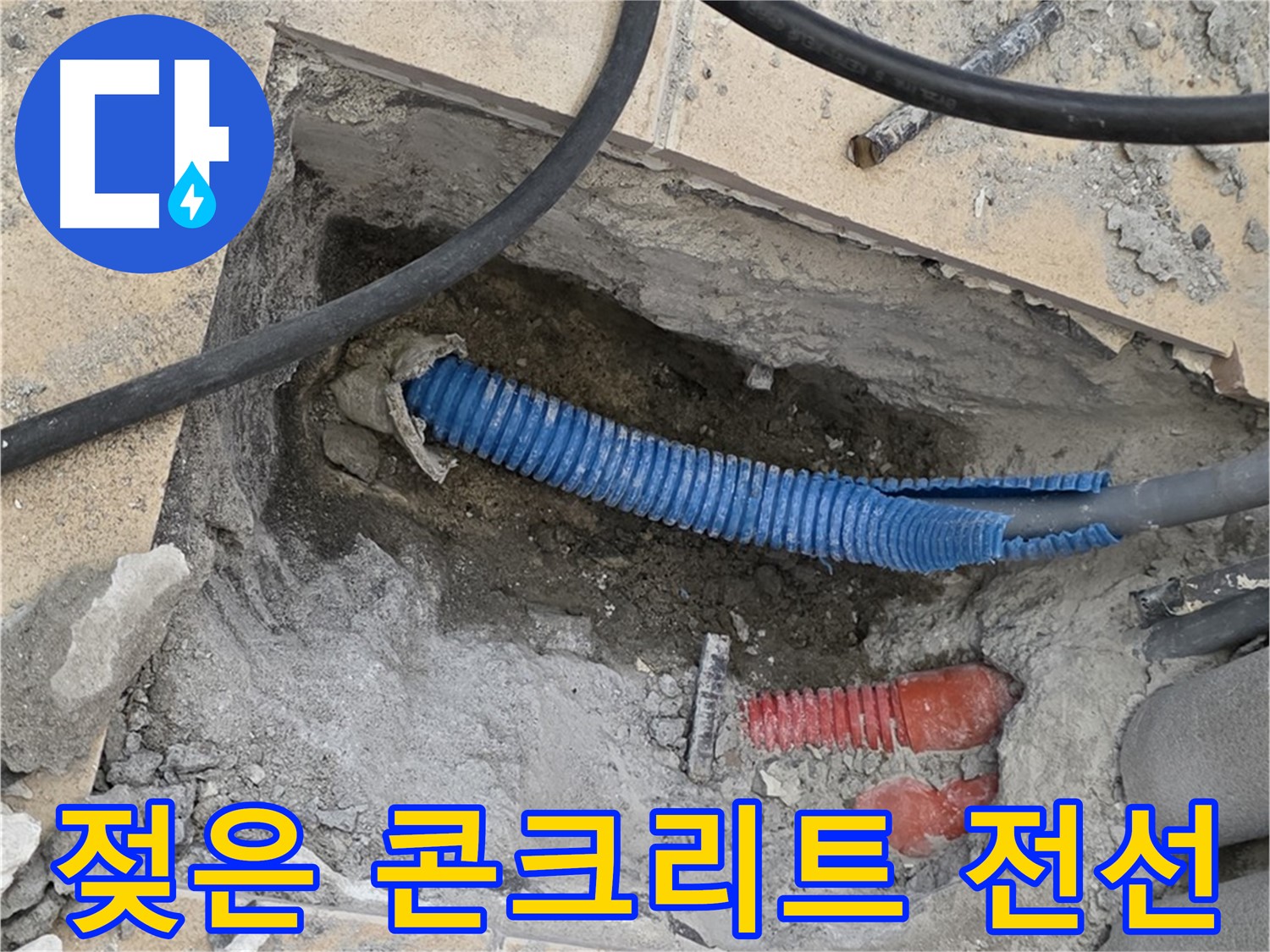 양주 삼숭동 자이아파트 누수 - 굴착 후 젖은 콘크리트와 꼬불거리는 파란 전선관이 또 발견됐어요!