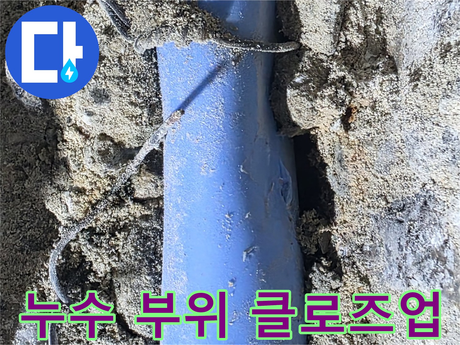 분당 쇳골로 누수 현장 - 누수 부위를 자세히 보여주는 사진입니다. 작은 틈새로 물이 새는 것을 확인할 수 있습니다.