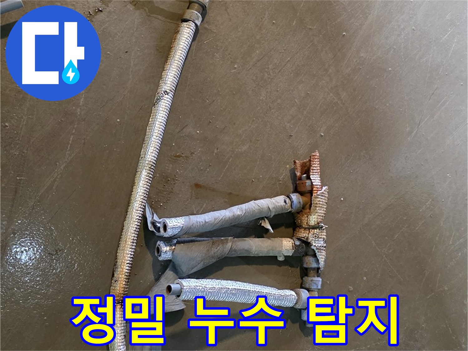 용인 처인구 원삼면 누수 현장에서 정밀 누수 탐지를 진행하는 모습 - 첨단 장비를 사용하여 정확하게 누수 지점을 찾습니다.