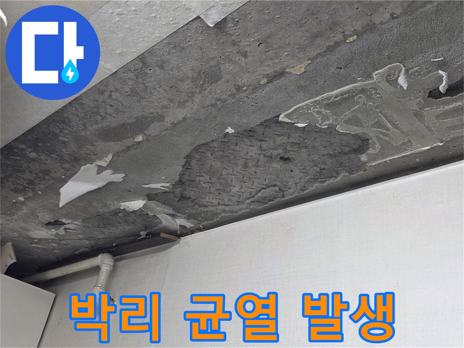 용인시 기흥구 구갈동 누수 - 콘크리트 천장 박리 현상 및 균열 발생, 건물 안전 진단 필요