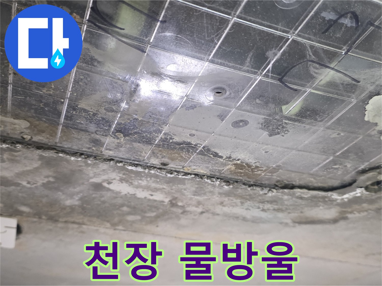 천장 물방울 - 천장에 물방울이 계속 맺혀 떨어지고 있습니다.