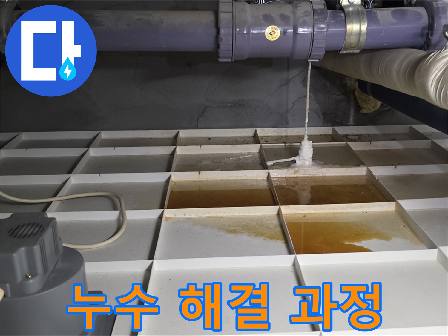 분당 운중동 산운마을 6단지에서 누수 원인 파악 후 해결 과정을 보여주는 모습 - 꼼꼼한 진단과 정확한 시공이 중요합니다.