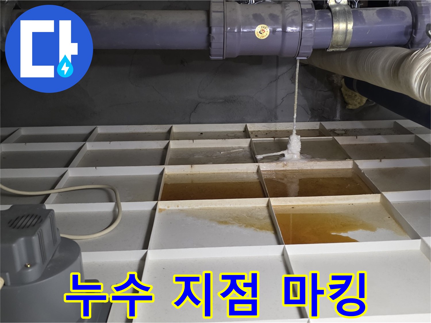 분당 운중동 산운마을 6단지에서 누수 지점을 확인하고 마킹하는 모습 - 정확한 위치를 표시하여 오차를 줄입니다.