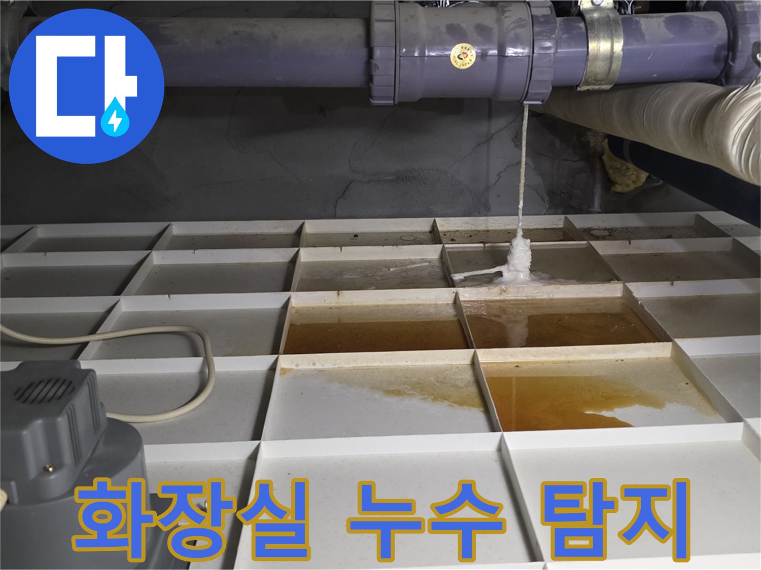성남 분당 운중동 산운마을 6단지에서 화장실 누수를 탐지하는 모습 - 첨단 장비를 사용하여 정확한 누수 지점을 찾아냅니다.