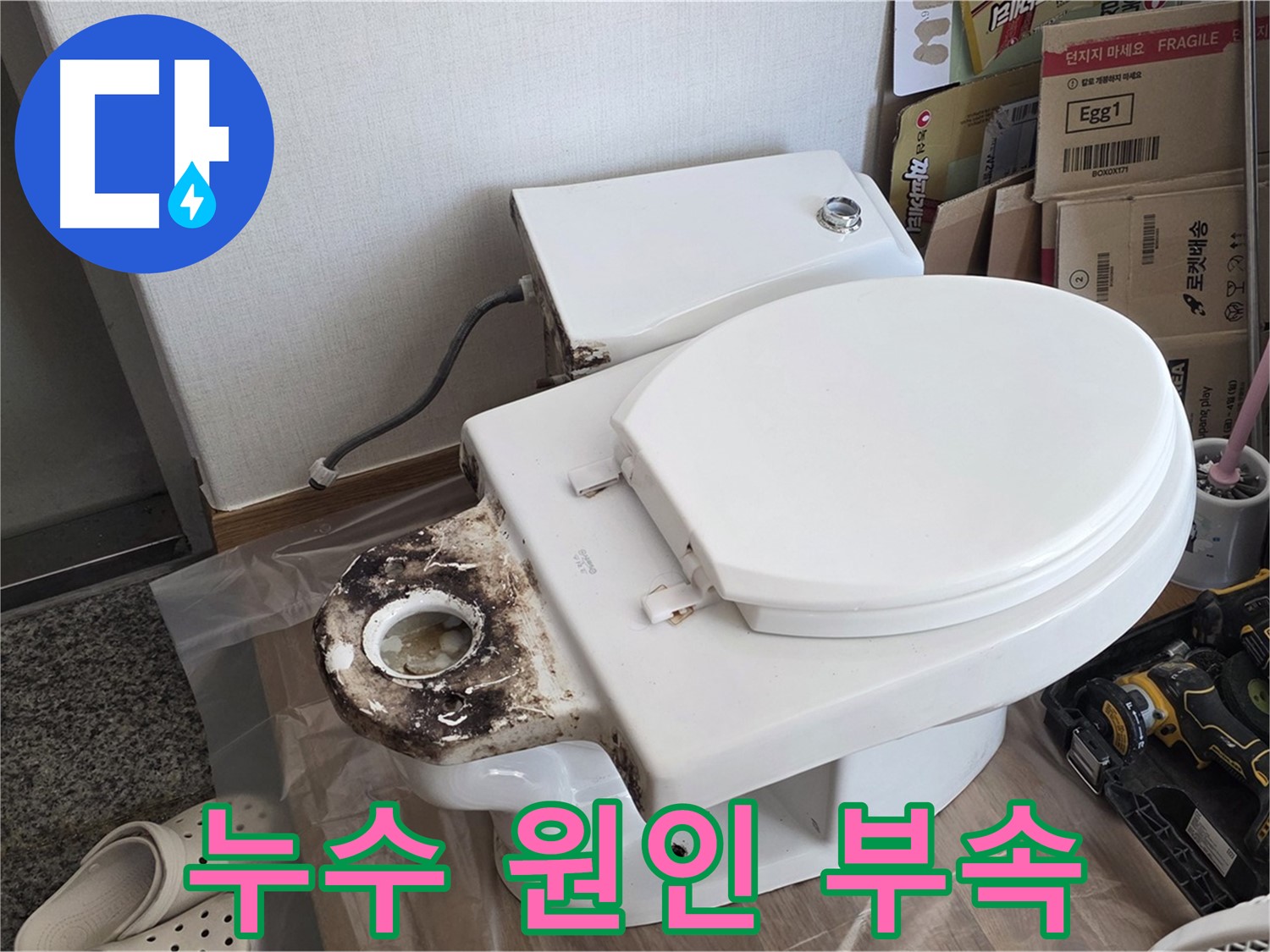 묵동 변기 누수 - 원인은 노후 오수관 부속! 교체 시공으로 완벽하게 차단해 드립니다.
