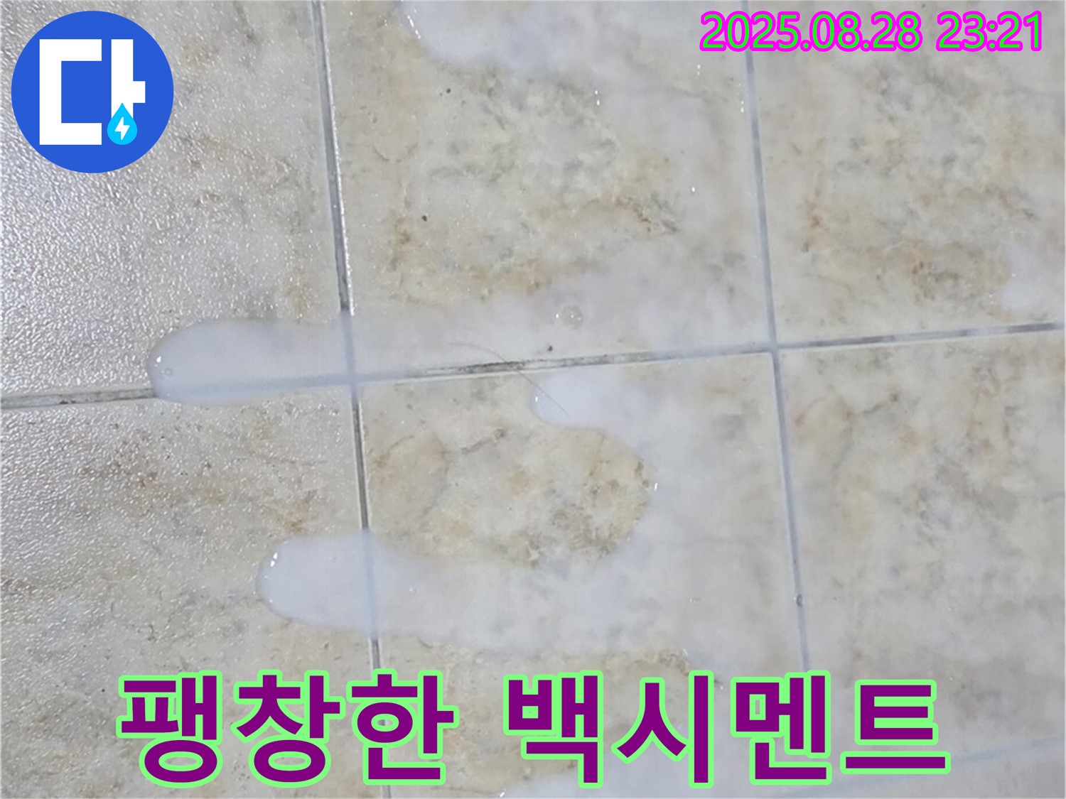 타일 틈새 백시멘트 - 팽창 - 중랑구 묵동 아파트 욕실에서 발견된 팽창한 백시멘트 - 누수의 원인일 수 있습니다.