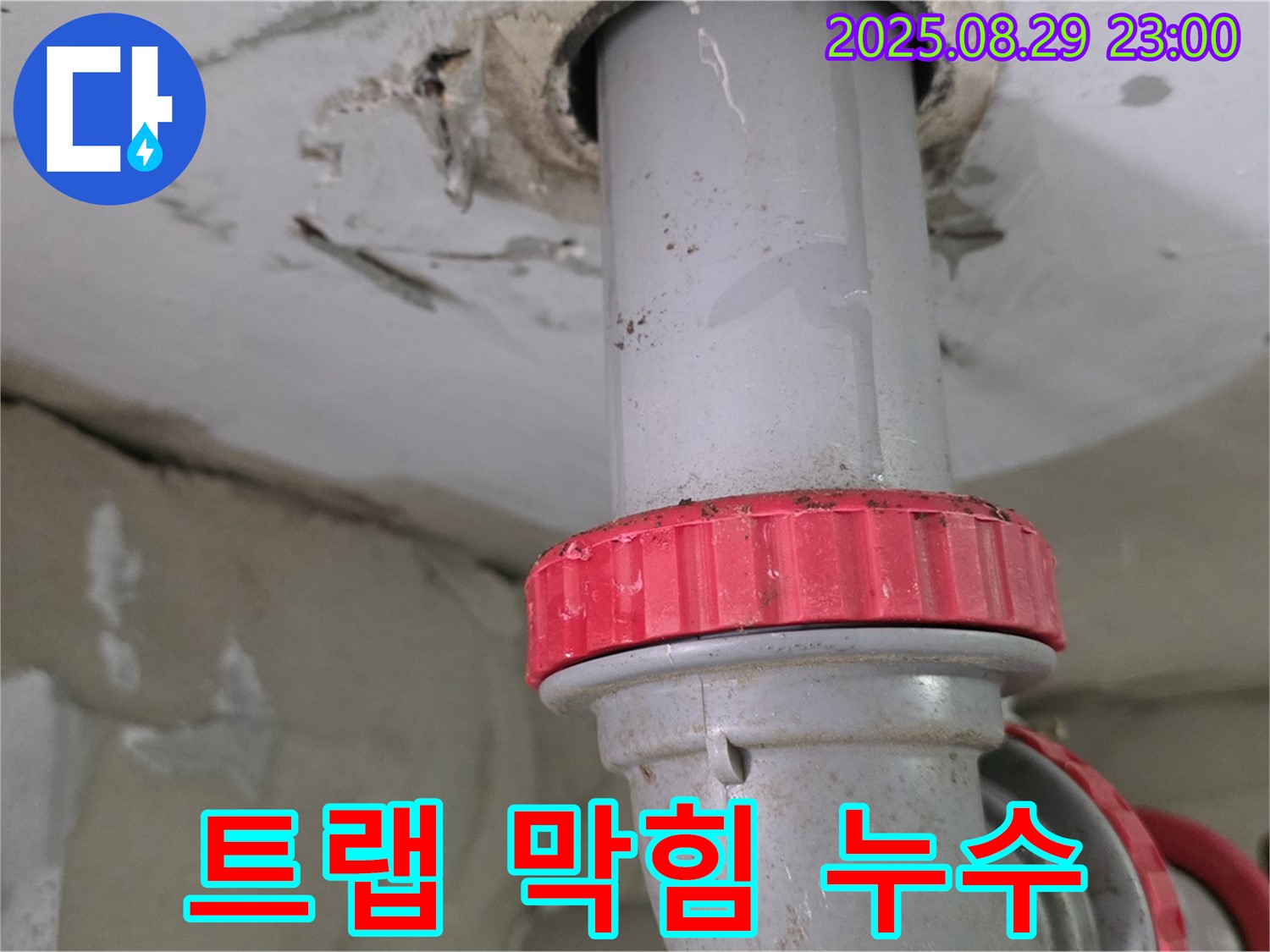 양주 백석 서광아파트 누수 - 하수 배관의 트랩 청소 불량으로 인한 누수