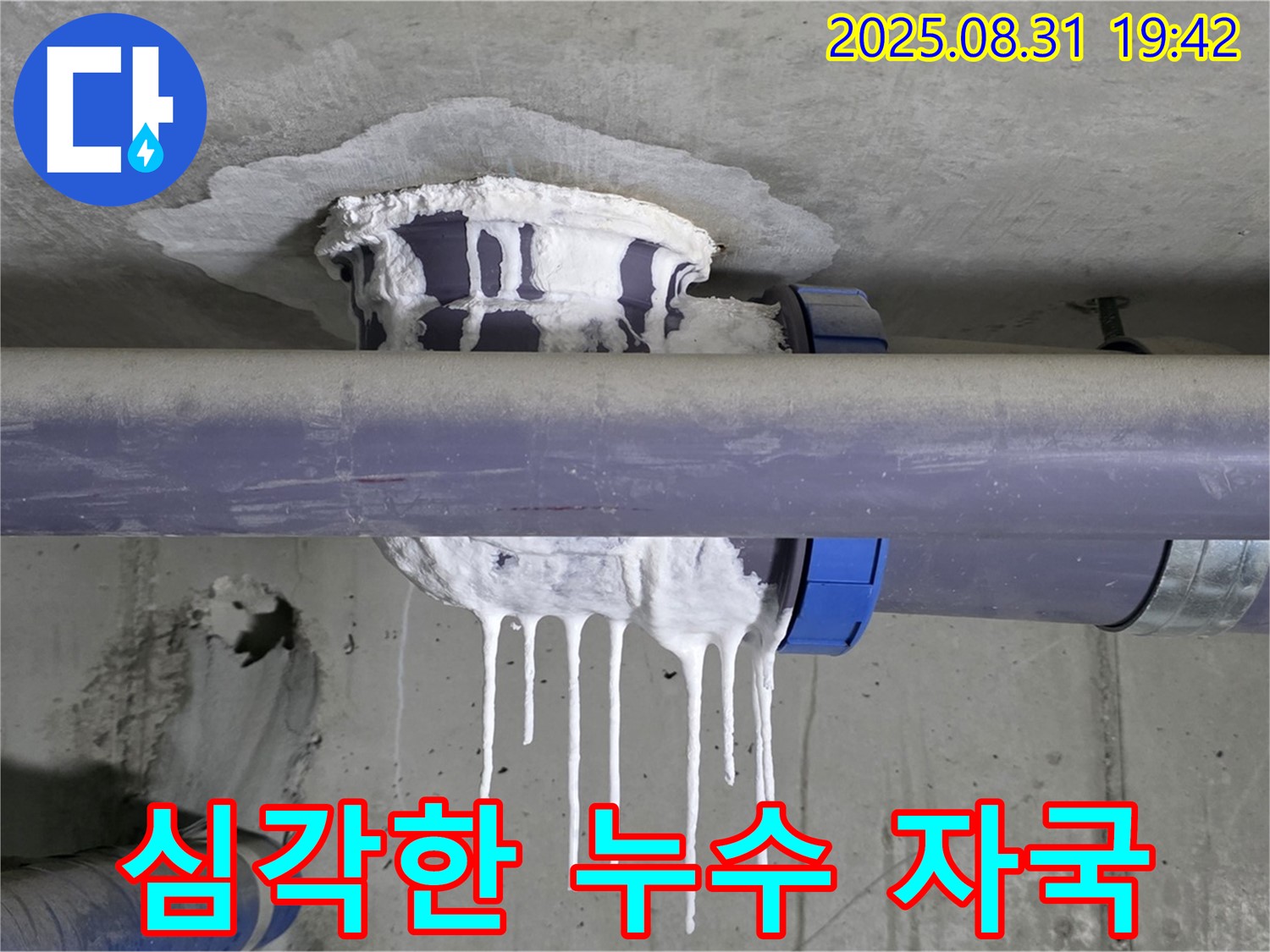 분당 운중동 산운마을 누수 - 천장에 석회수 자국이 심하게 남은 누수 현장
