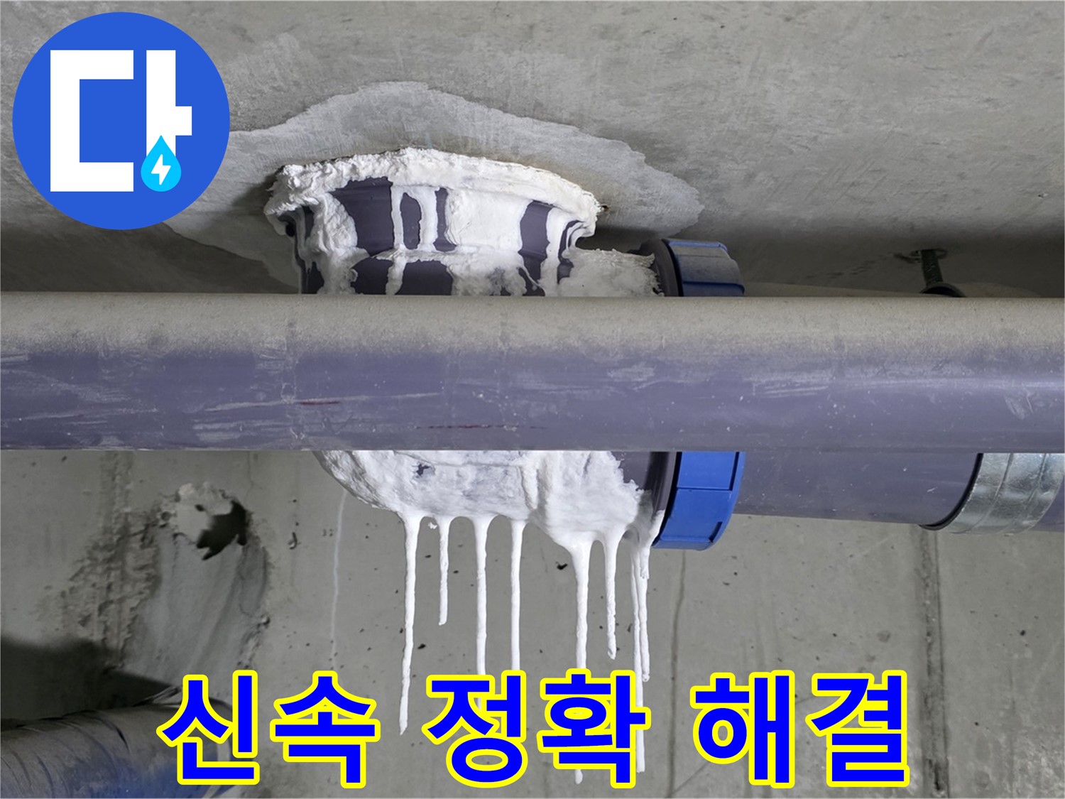 신속 정확 해결 - 석고보드 누수 문제를 신속하고 정확하게 해결하는 모습입니다.