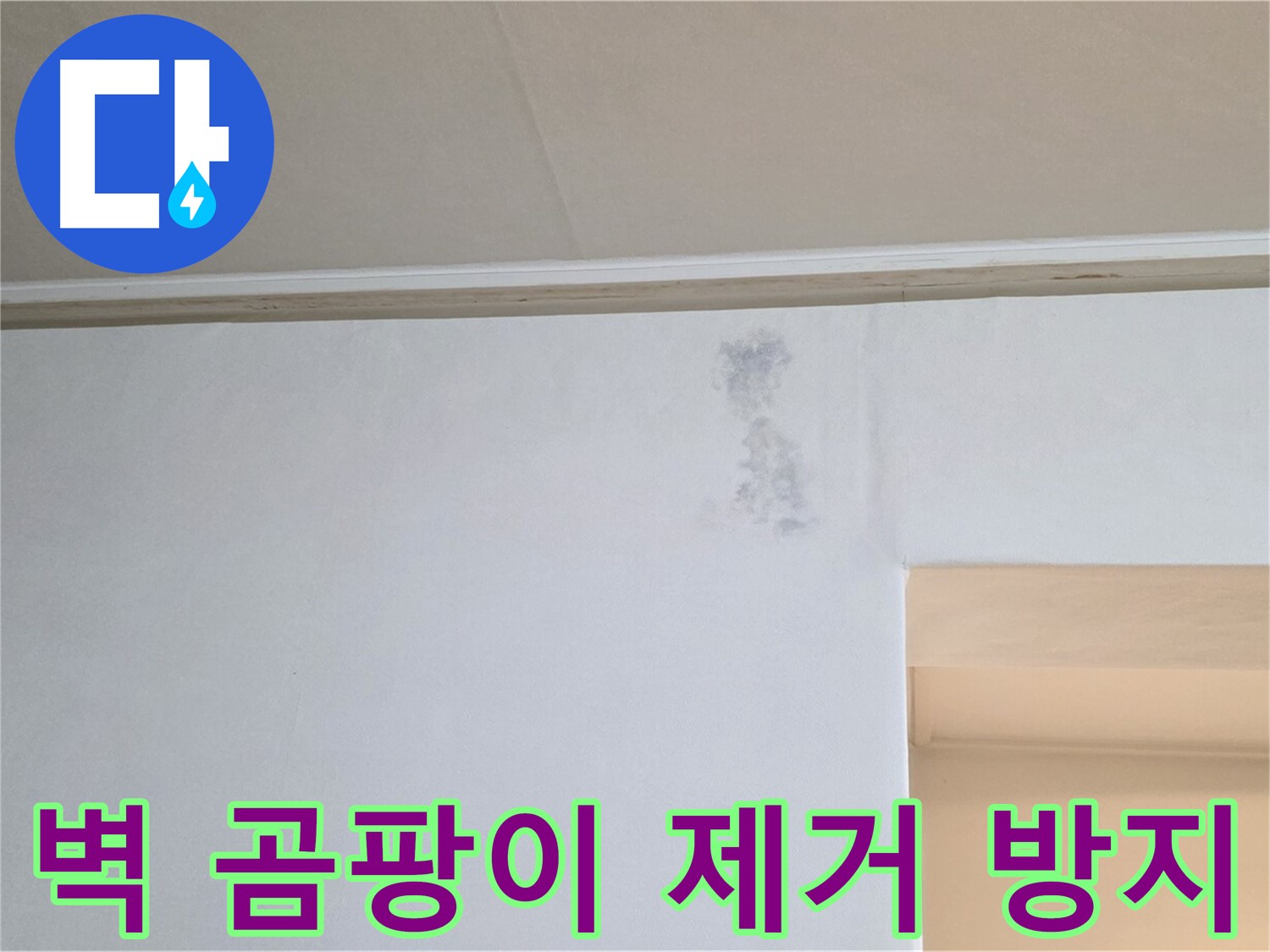 벽 곰팡이 - 곰팡이 제거 후 재발 방지 시공을 완료한 깨끗한 벽면의 모습입니다.
