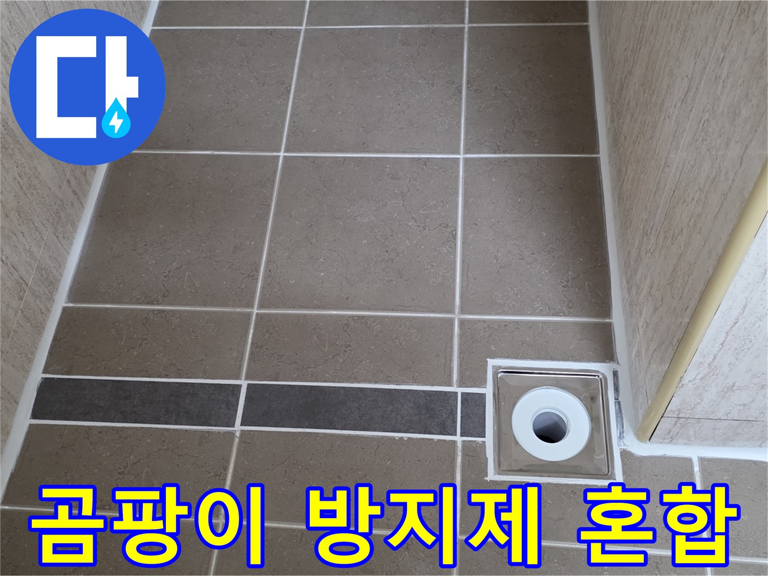 배수구 주변 백시멘트 - 곰팡이 방지제 혼합 시공
