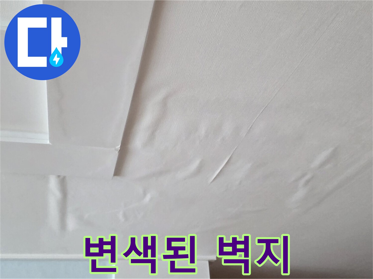 일동면 천장 누수 - 변색된 벽지 상태 상세 촬영