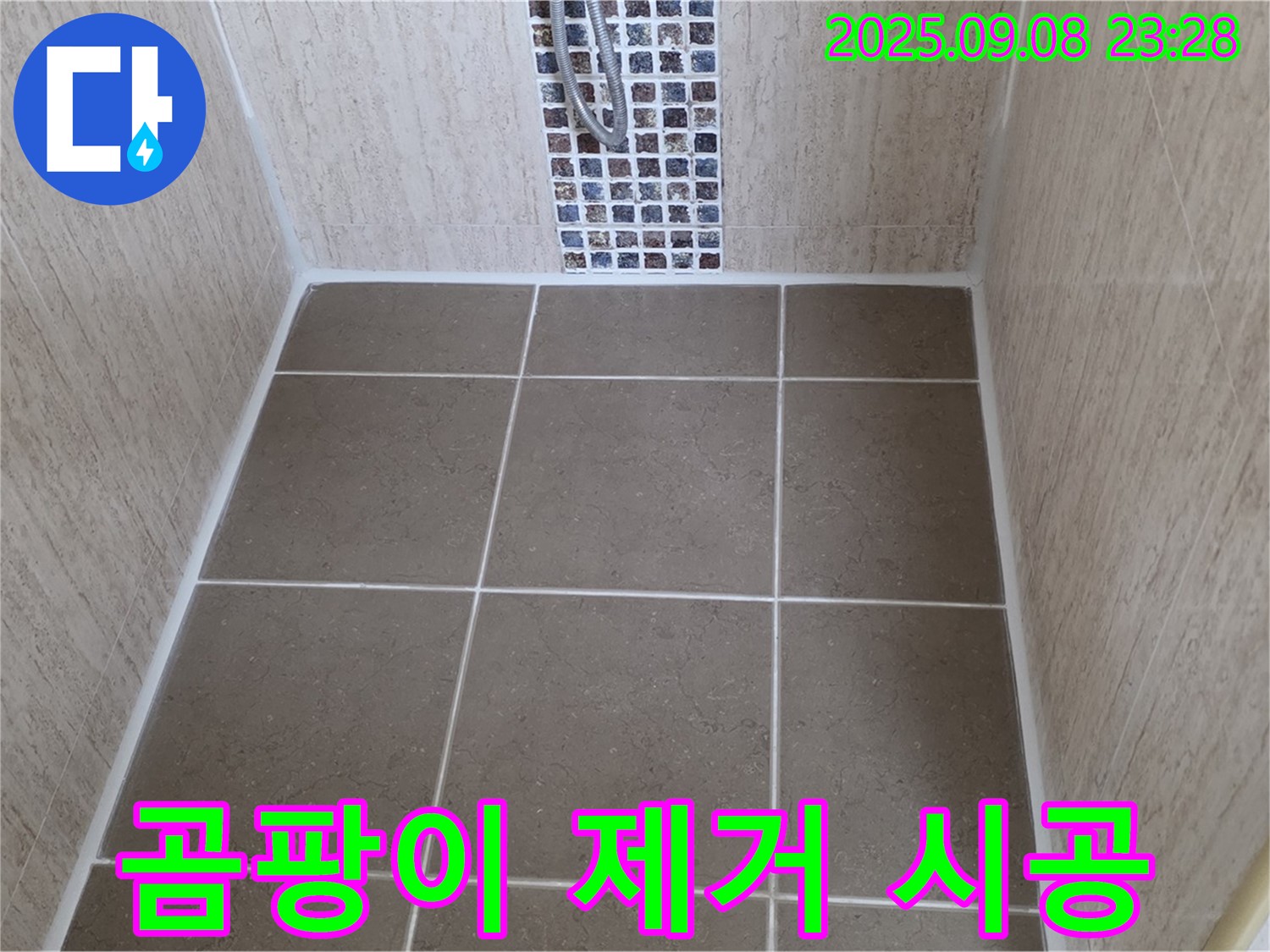 포천 일동 샤워부스 누수 - 타일 틈새 곰팡이 - 깨끗하게 제거 후 방지 시공