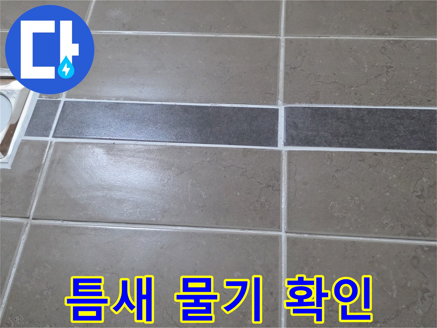 포천 일동면 기산베스트빌 - 욕실 배수구 주변 타일 틈새 물기 상태 확인
