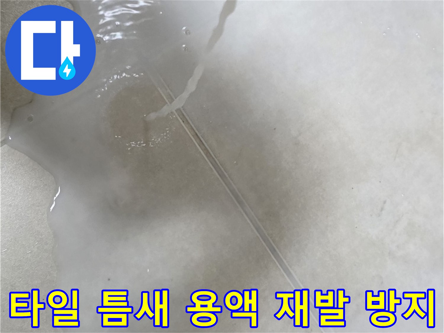 양주 옥정 율정마을 아파트 - 특수 용액으로 타일 틈새 누수 검사를 하고 재발 방지 조치를 하는 모습입니다.
