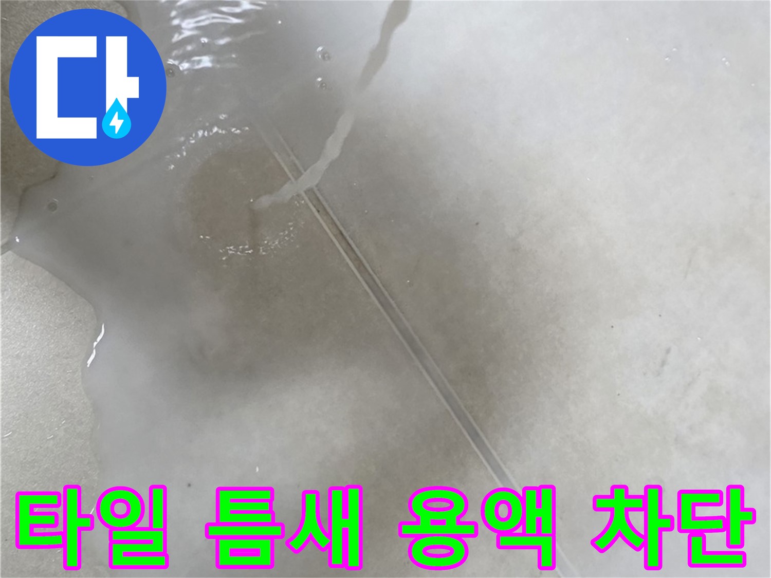 옥정 율정마을 13단지 아파트 - 특수 용액으로 타일 틈새 누수를 꼼꼼하게 차단하는 모습입니다.