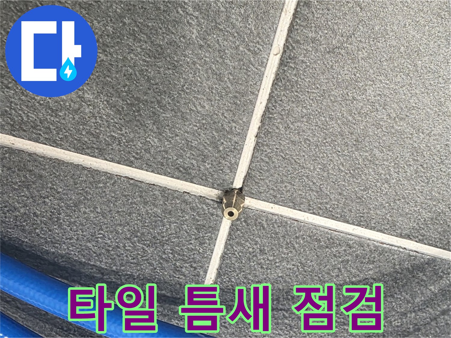 파주시 동패동 운정어반프라임 아파트 누수 - 타일 틈새를 꼼꼼하게 점검하는 모습입니다.