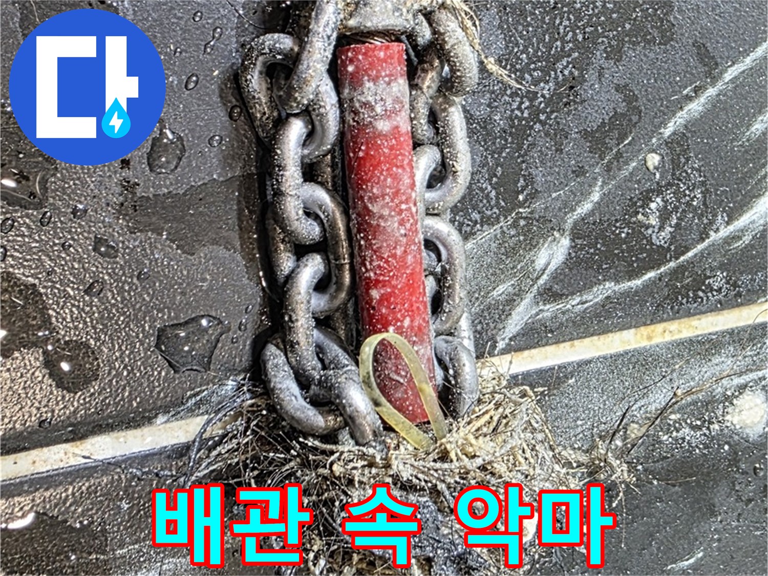 노원구 중계동 현대5차 아파트 누수 - 배관 속 '악마의 씨앗'처럼 엉킨 이물질 덩어리