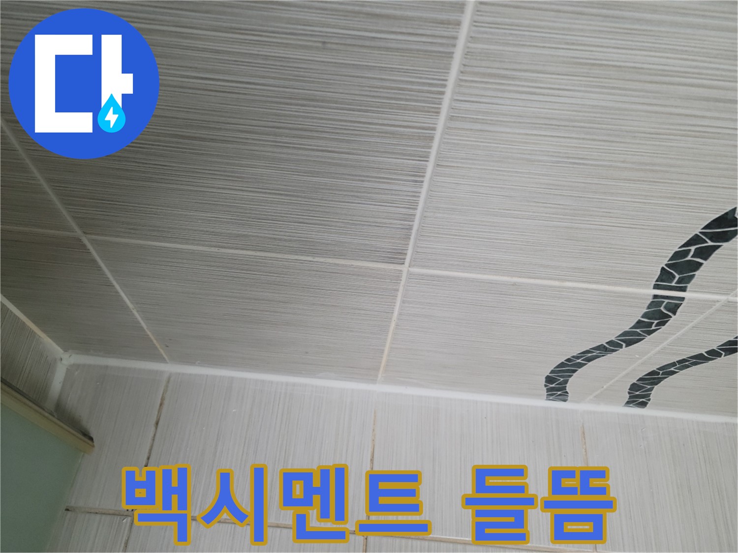 동두천 누수 - 천장 타일 사이 백시멘트 들뜸을 꼼꼼하게 보수합니다.
