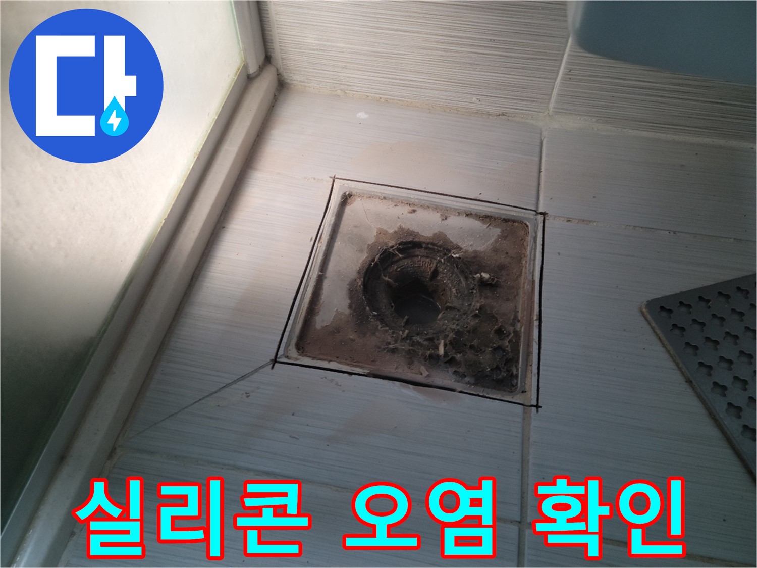 신창비바패밀리 욕실 배수구 주변 - 실리콘 오염 확인 및 누수 위험