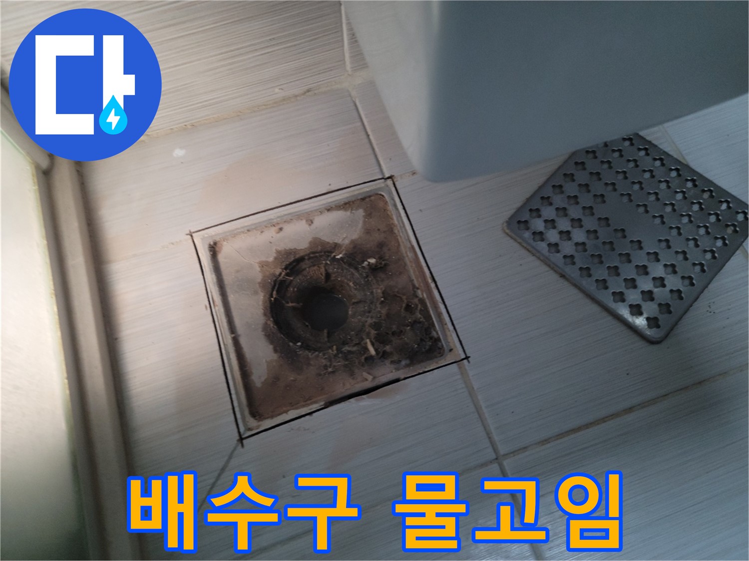 욕실 배수구 주변 - 물고임 현상 - 배수 문제 및 누수 확인