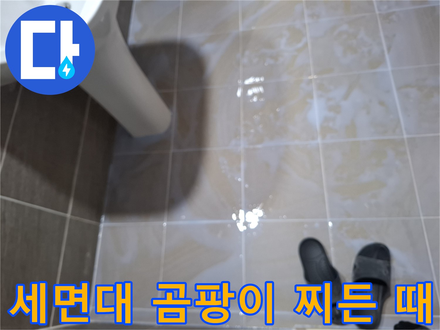 분당 삼평동 세면대 누수 - 곰팡이와 찌든 때가 함께 보이는 세면대 누수 현장