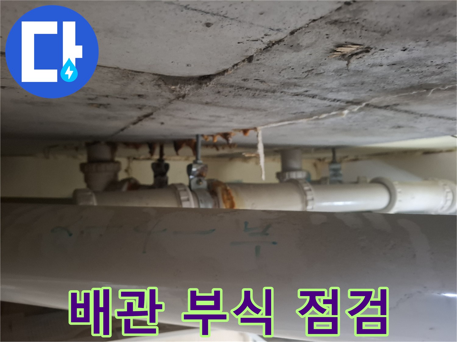 삼평동 봇들마을 2단지 아파트 - 천장 배관 부식 상태 정밀 점검 및 누수 확인