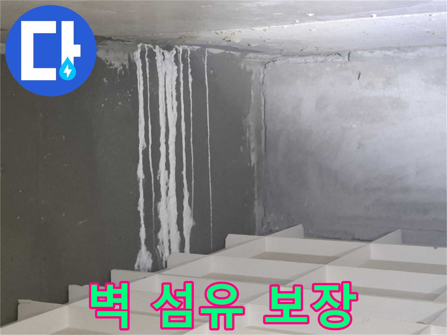 성남시 분당구 삼평동 누수 - 벽에 맺힌 하얀 섬유 누수 문제, 확실한 해결을 보장하는 전문 업체