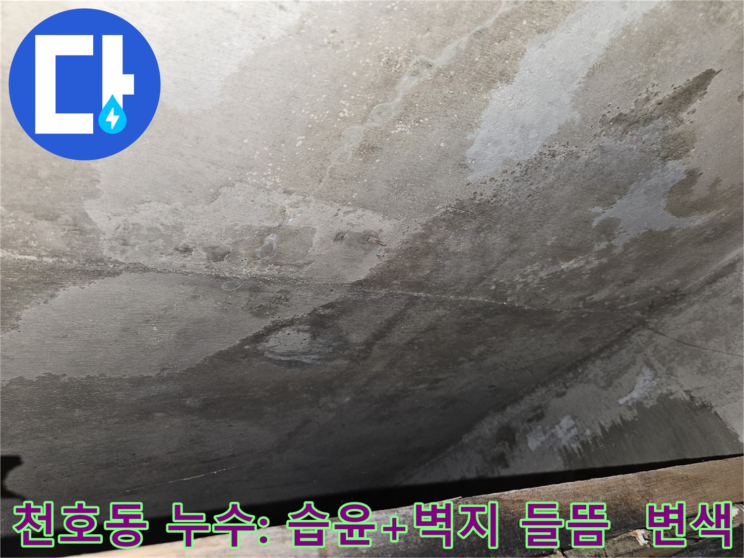 천호동 아파트 콘크리트 누수 - 습윤, 벽지 들뜸/변색은 누수 증거