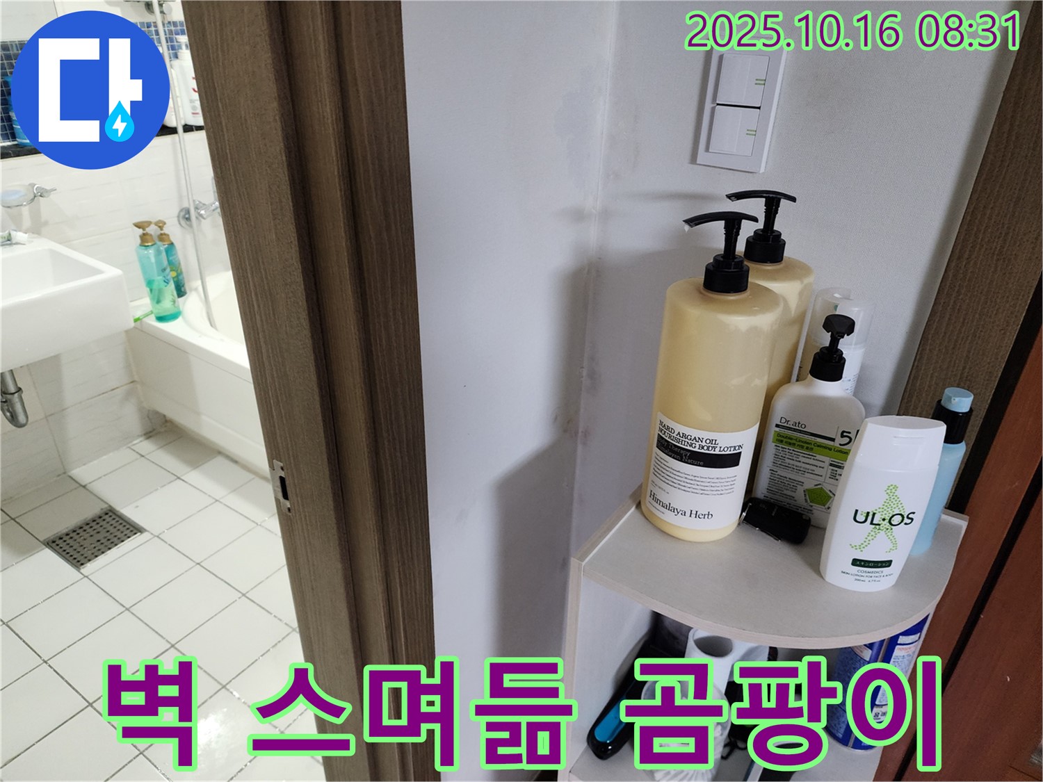 양주 남면 경신리 욕실 누수 - 벽 물 스며듦과 곰팡이, 습기 문제