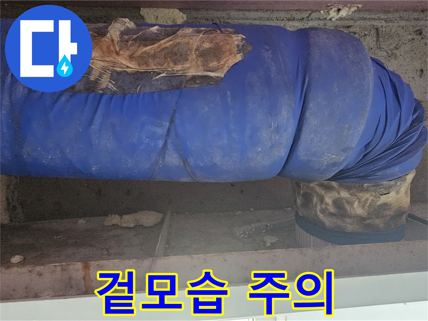 양천구 엘리시안 누수 - 배관 덮개 겉모습과 속 상태 비교 - 반전