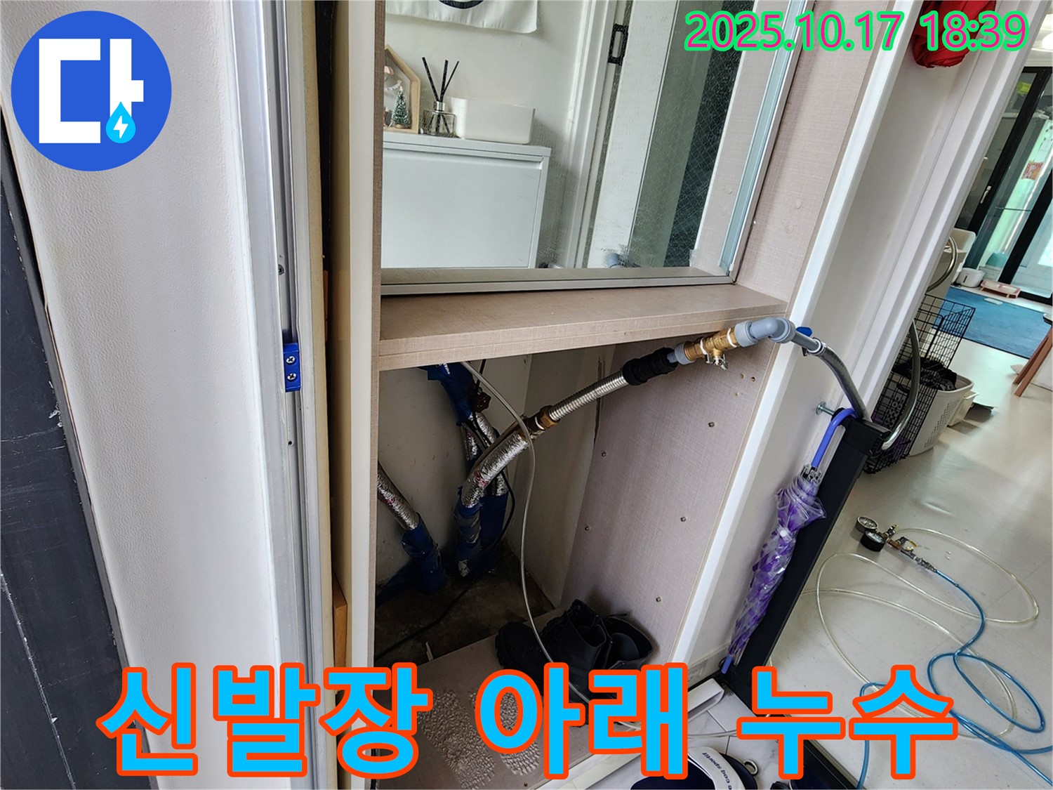 남면 상수리 신발장 아래 누수 - 숙련된 기술로 누수 문제를 확실히 해결