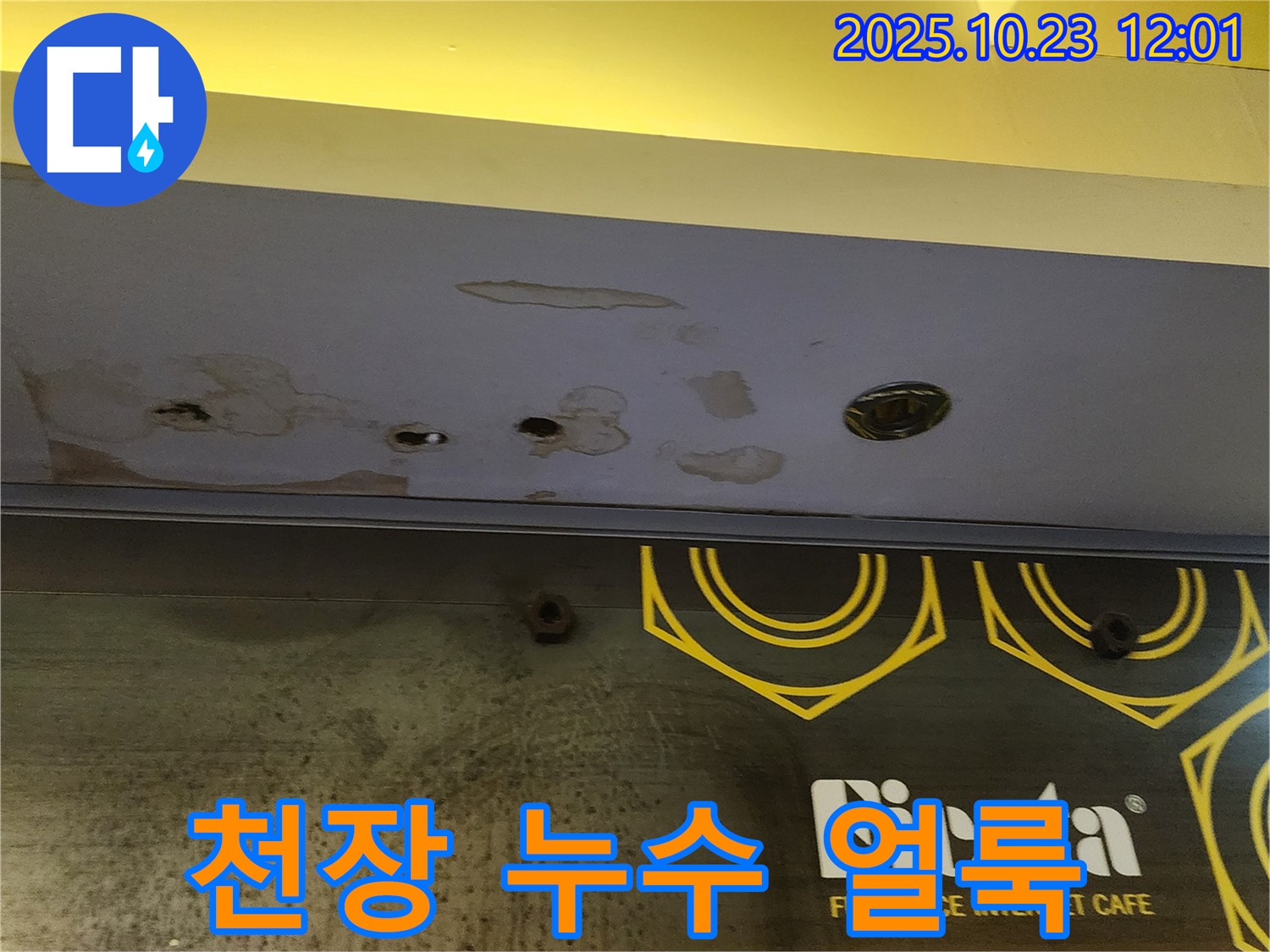 양주 하패리 - 상가 천장 누수 얼룩과 구멍 - 긴급 점검 필요