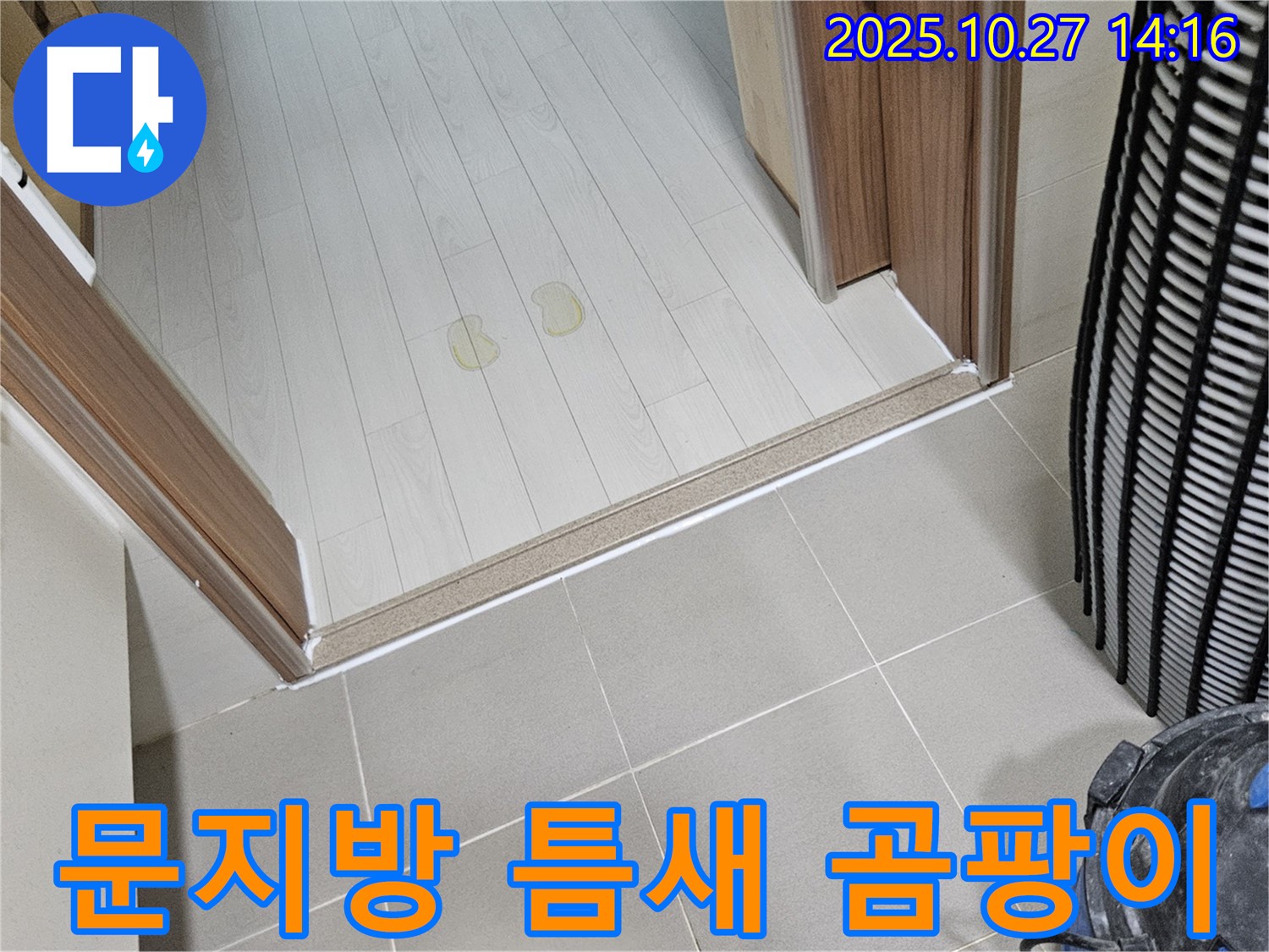 고양시 덕양구 문지방 틈새 곰팡이 - 누수 점검 후 곰팡이 제거 시공