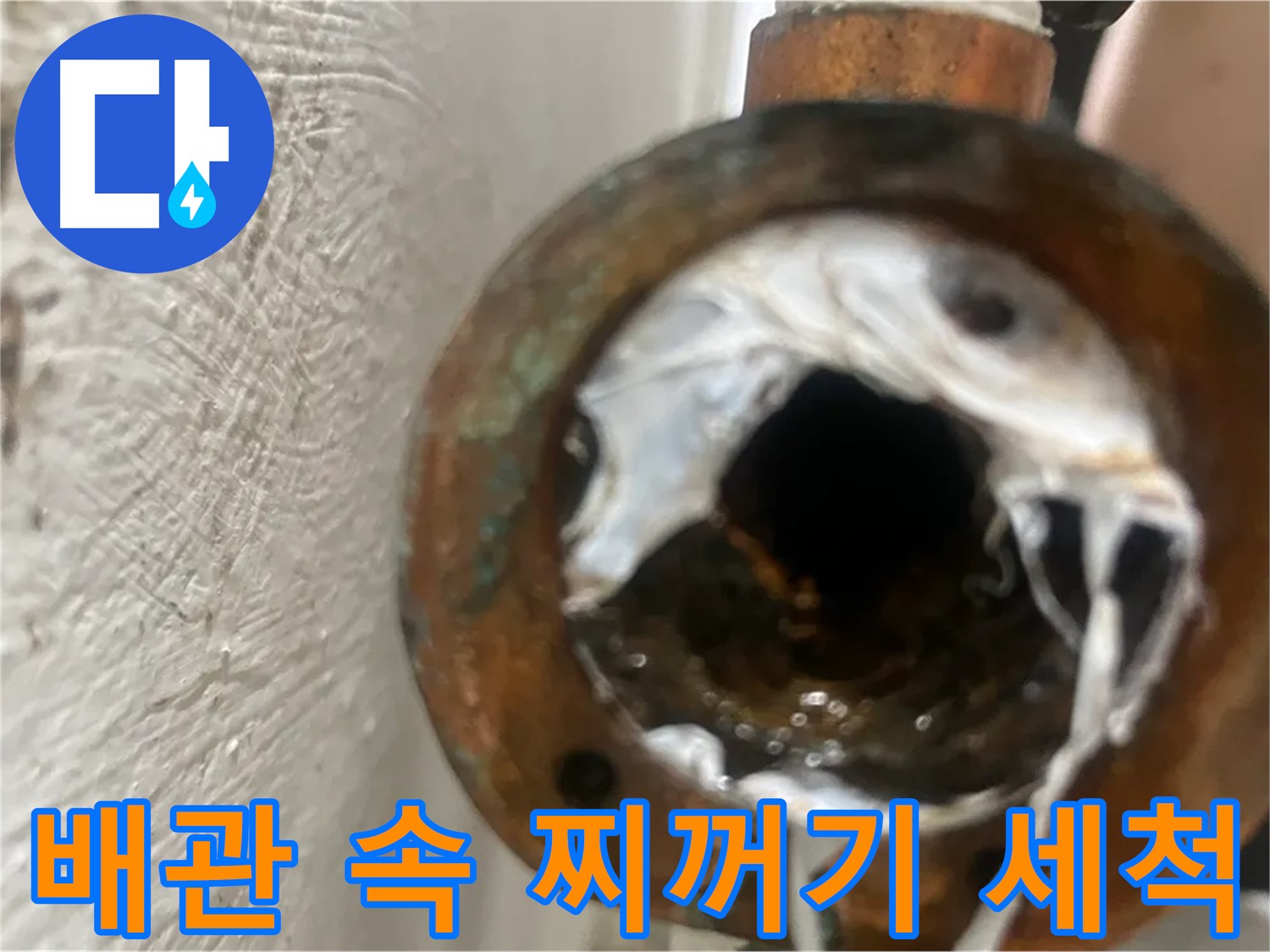 신월동 누수 - 낡은 배관 속 하얀 찌꺼기 세척