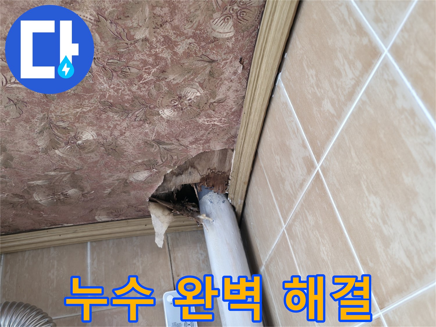 천장 배관 누수 탐지 후 벽지 및 마감재 복원 - 깔끔한 마무리