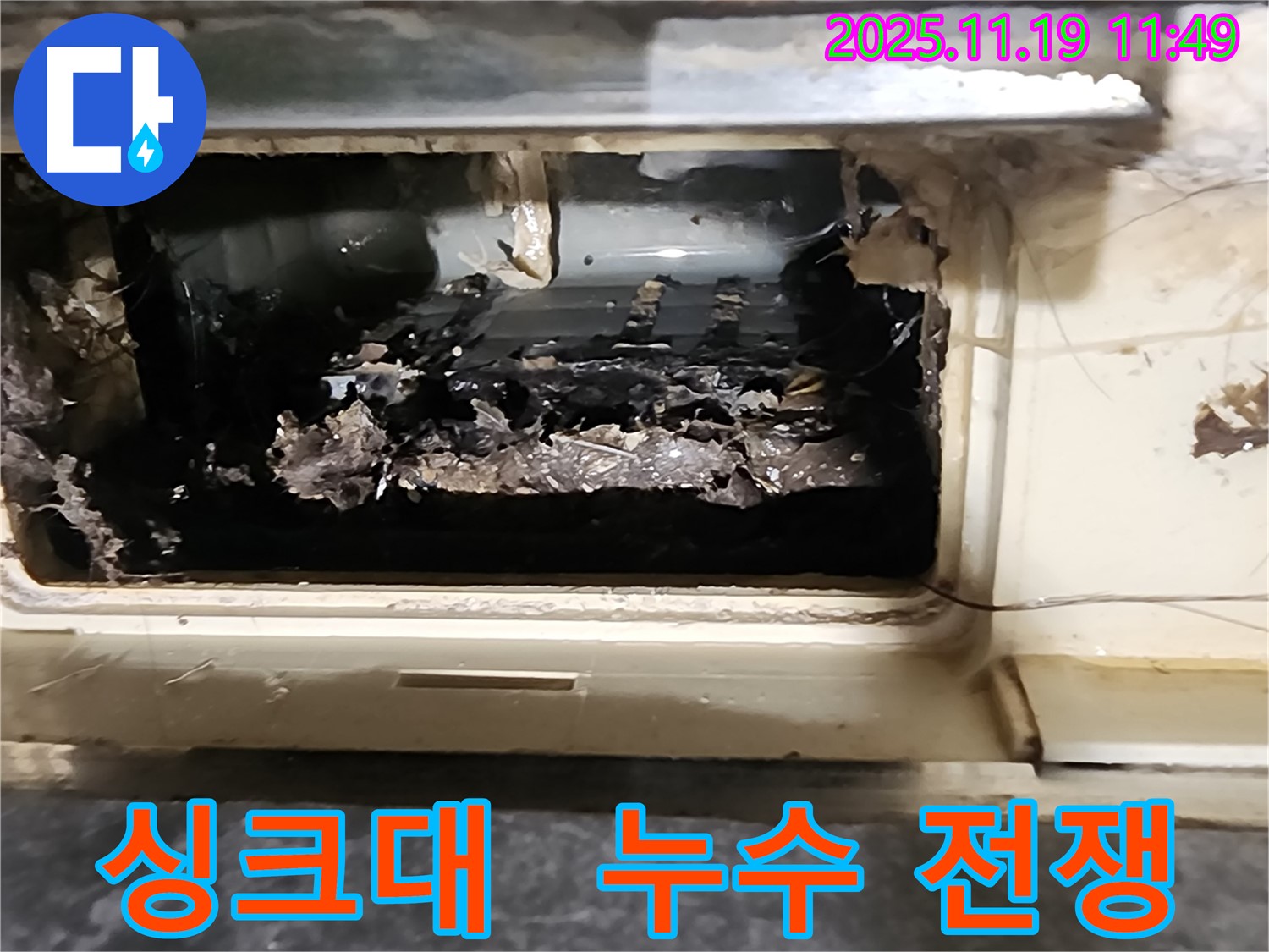 포천 내촌면 마명리에서 싱크대 배수구 막힘으로 인한 누수 문제 해결에 나선 전문가의 결의