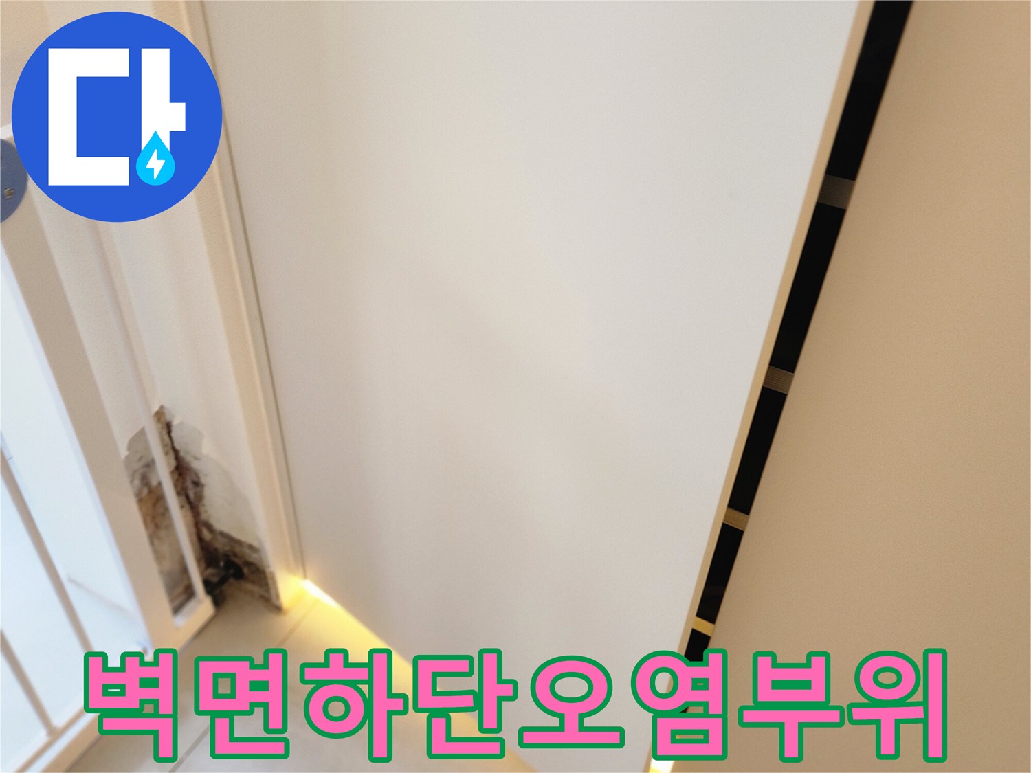 포천 내촌 현장-곰팡이와 변색으로 오염된 벽지 하단