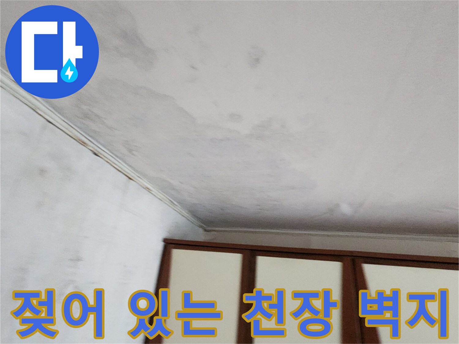 누수로 오염된-가산면 현장의 천장 모습