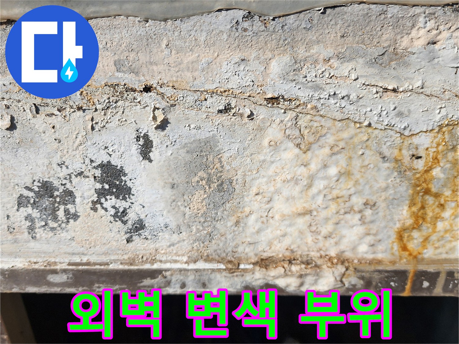 외벽-하단부-황색-얼룩과-습기-상태