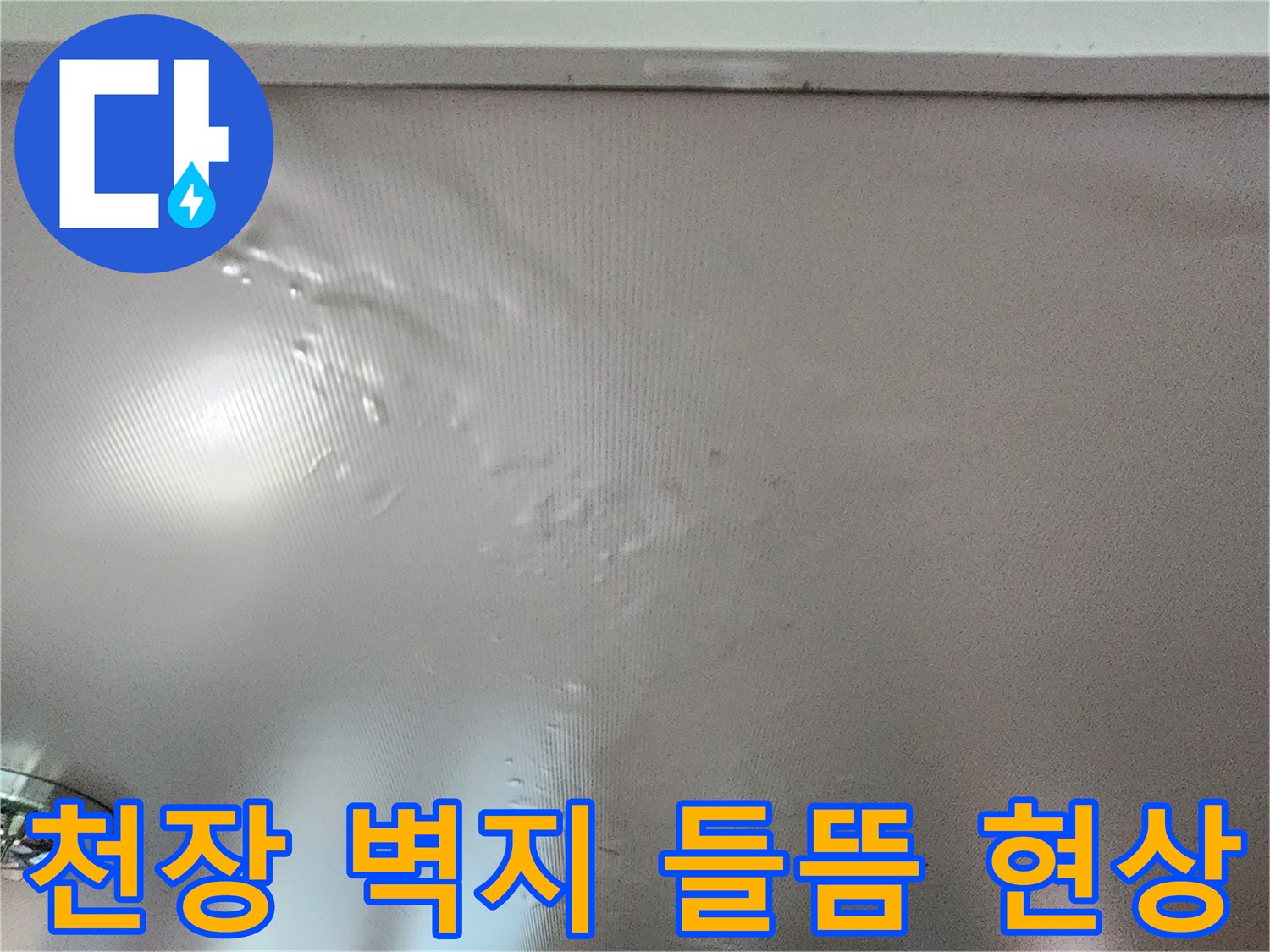 천장-벽지가-울퉁불퉁하게-들뜨고-변색된-상태입니다