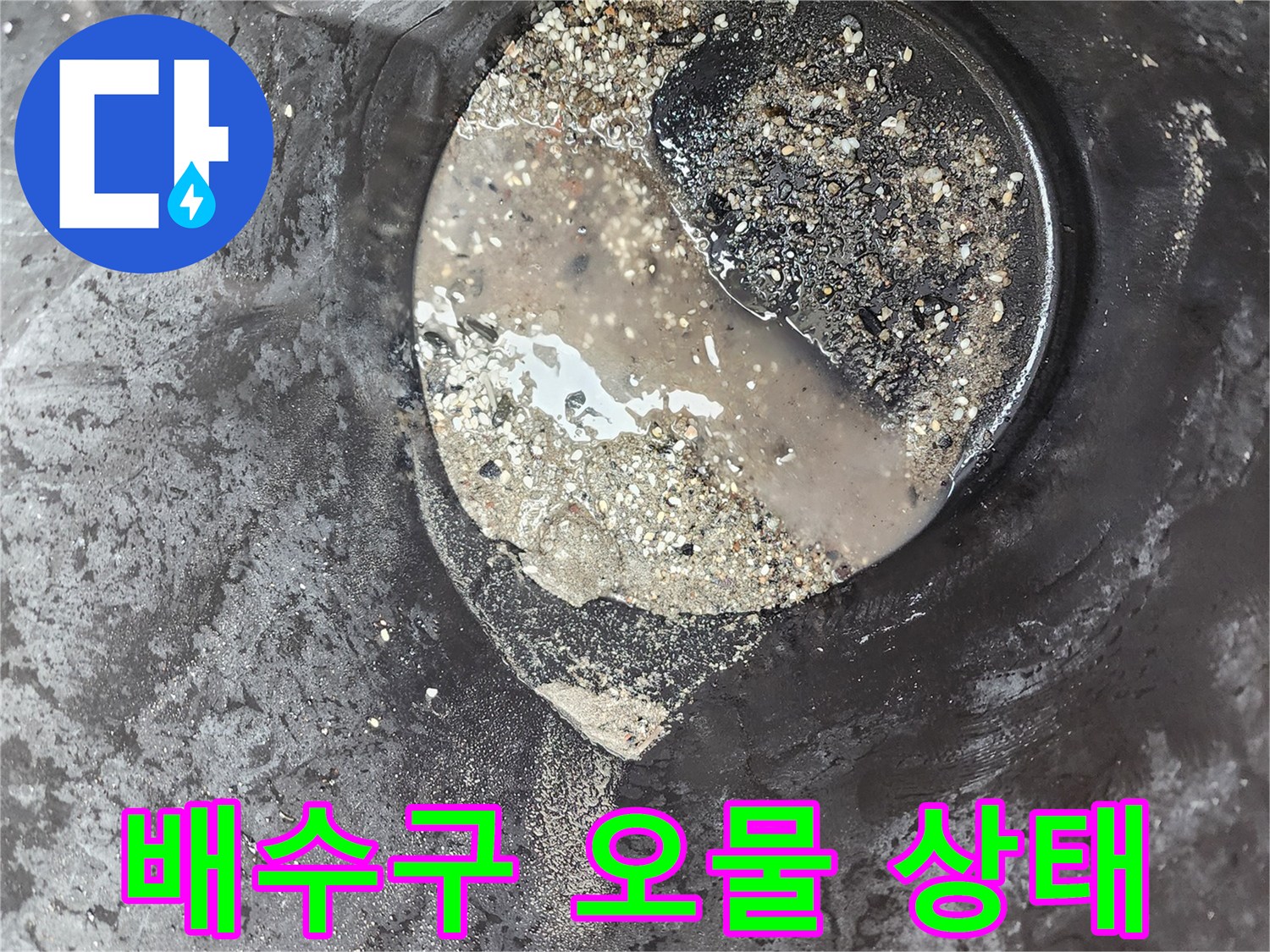 식당-배수구-내부에-고인-기름-슬러지와-이물질