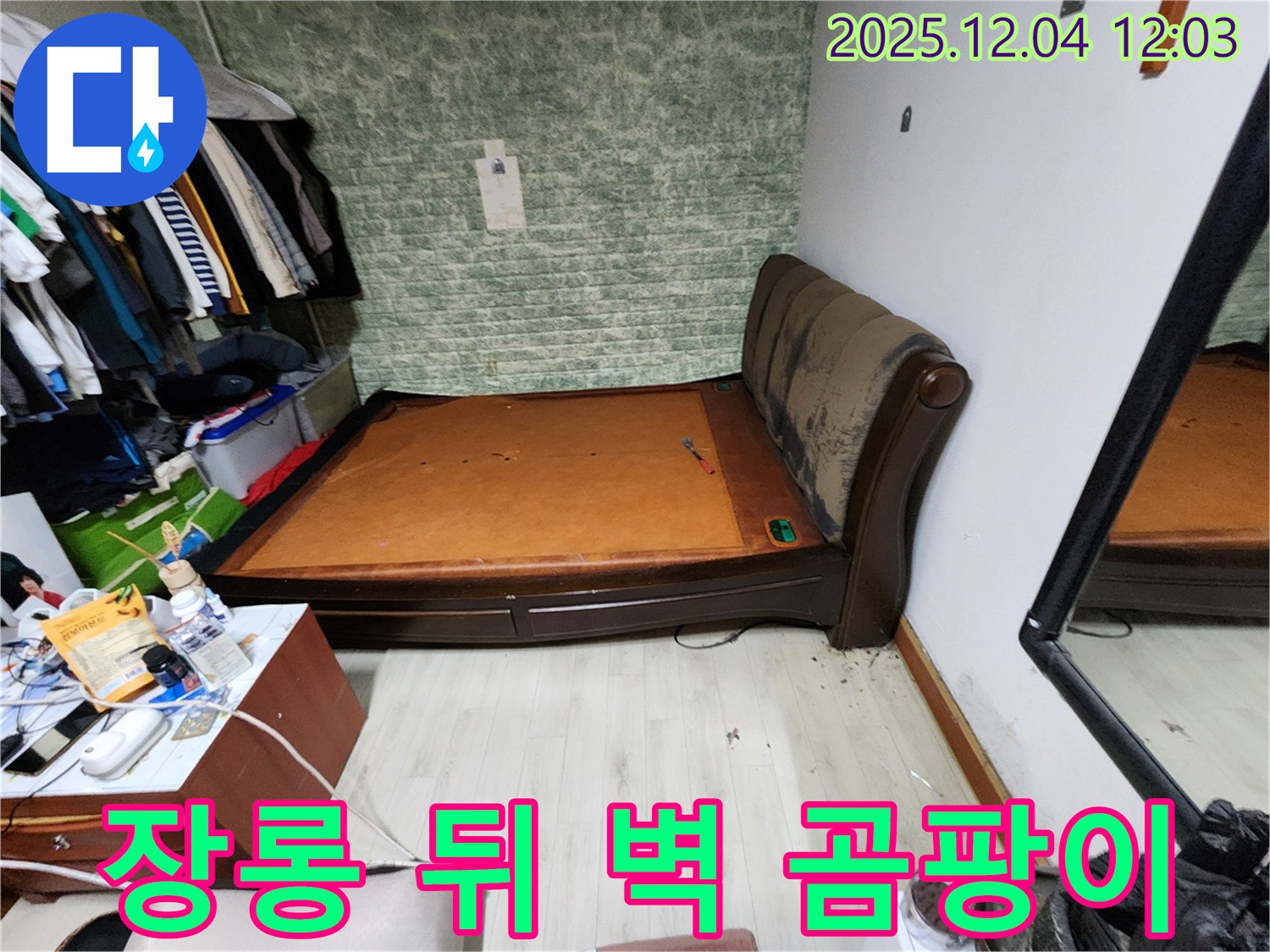 포천 - 장롱 뒤 벽 곰팡이 문제, 전문적인 누수 해결 과정