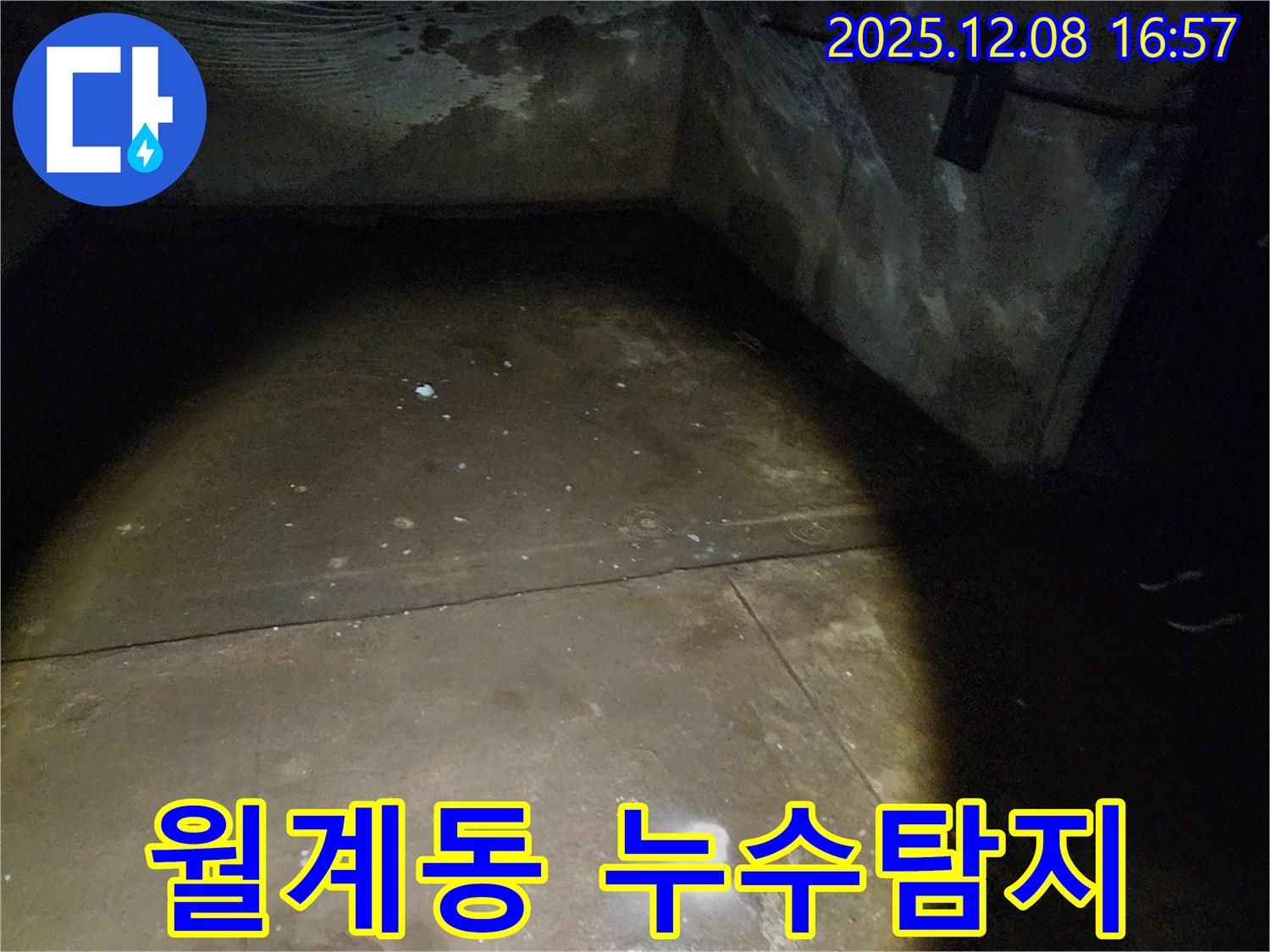 노원구 월계동 아파트 누수 현장 - 전문 장비로 정확한 누수 지점 탐지 및 해결 과정을 보여줍니다.