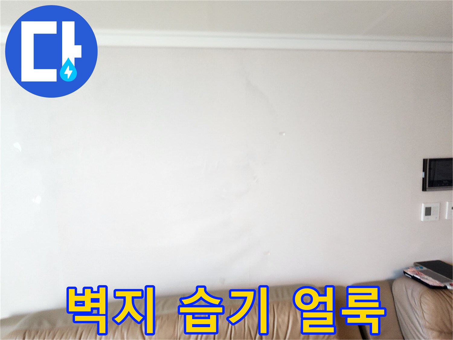 습기가 스며들어 변색된 벽지 상세 사진